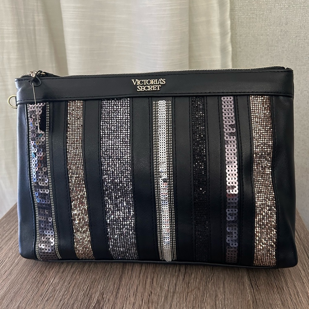 Victoria's Secret Black and Silver Sequin Clutch